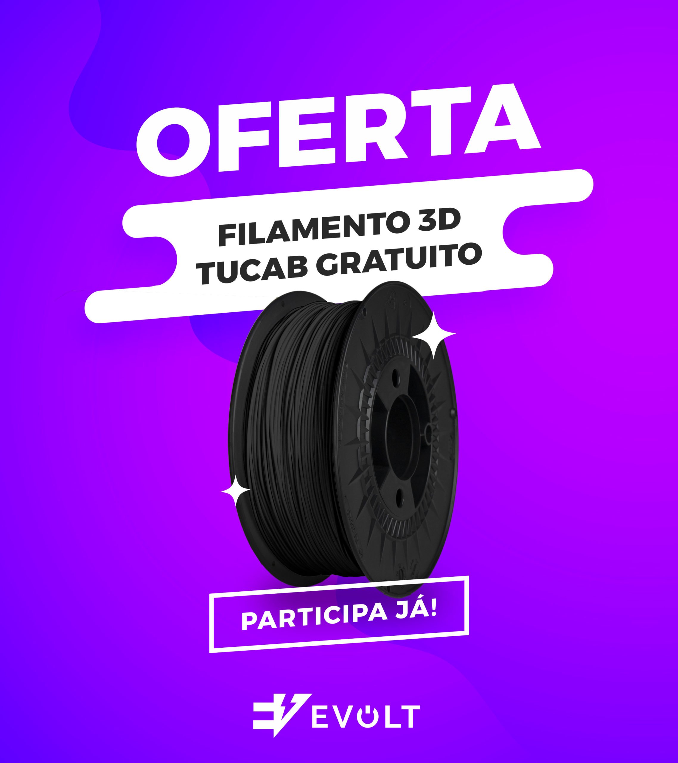 Imagem de uma giveaway de oferta de filamento 3D da marca Tucab