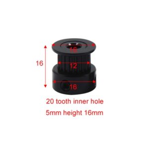 Polia Preta para Correia GT2 20 Dentes 16mm 5mm Furo Alumínio ( GT2 timing belt pulley) – AIMSOAR