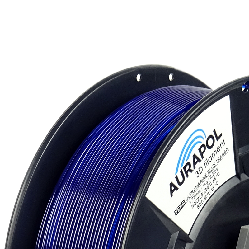 AURAPOL PETG Filament Ultramarine Blue Transparent 1 Portugal Espana Evolt Impressao 3D