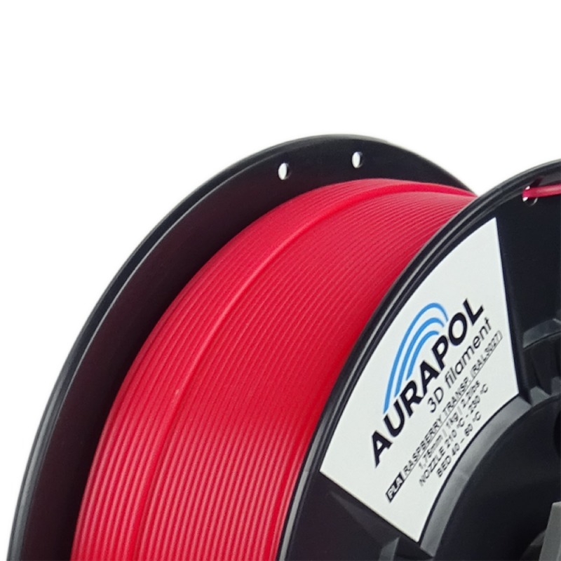 AURAPOL PLA 3D Filament Raspberry partially transparent 1 Portugal Espana Evolt Impressao 3D