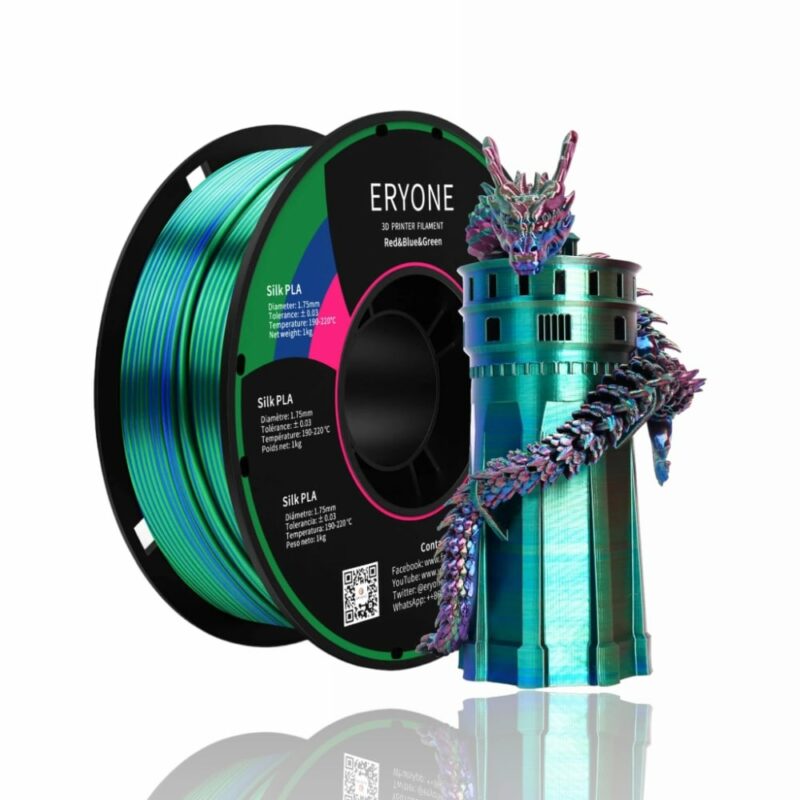 pla silk tri color red blue green evolt portugal espana impressao 3d