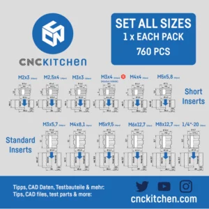 Threaded insert SET ALL SIZES (760pcs) – CNC Kitchen