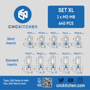 Threaded insert – SET XL M2-M8 (640pcs) – CNC Kitchen