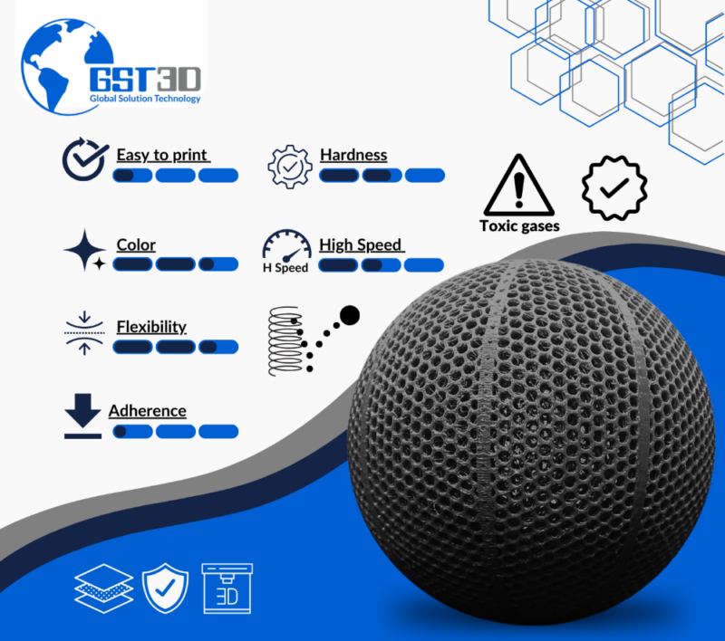 BLACK TPU gst3d evolt portugal espana filamento impressao 3d