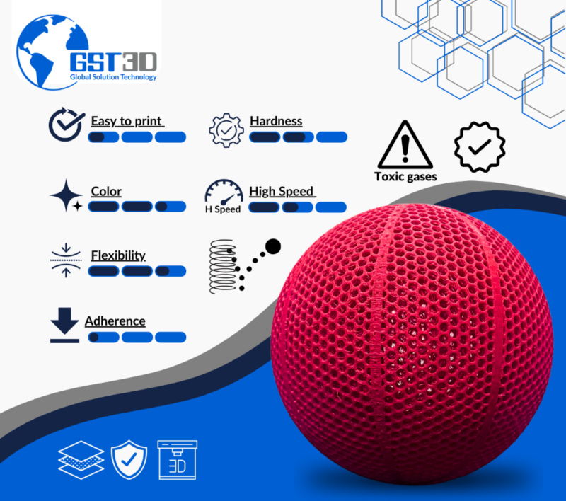 RED TPU gst3d evolt portugal espana filamento impressao 3d