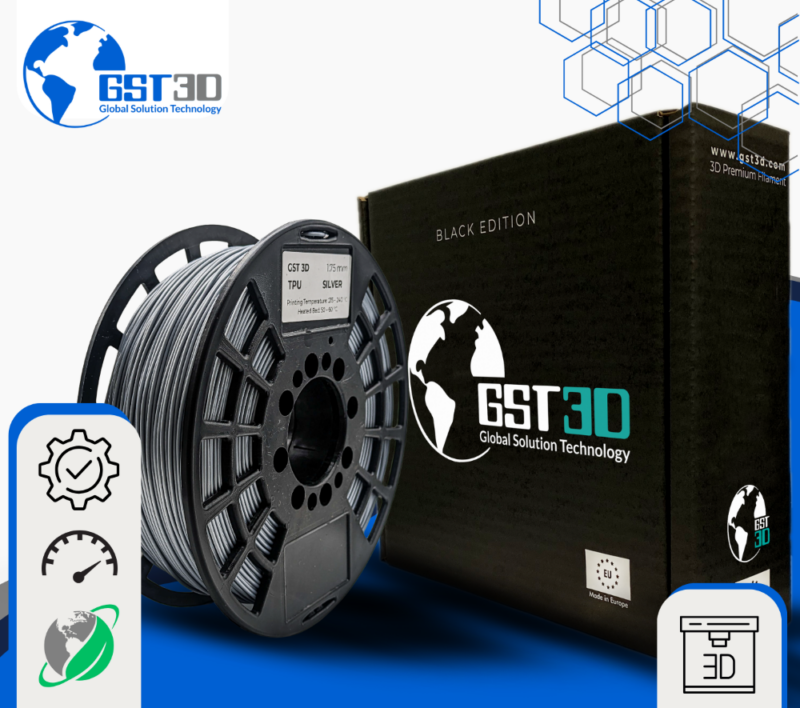 SILVER TPU gst3d evolt portugal espana filamento impressao 3d