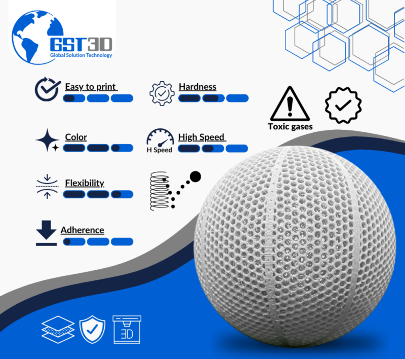 WHITE TPU gst3d evolt portugal espana filamento impressao 3d